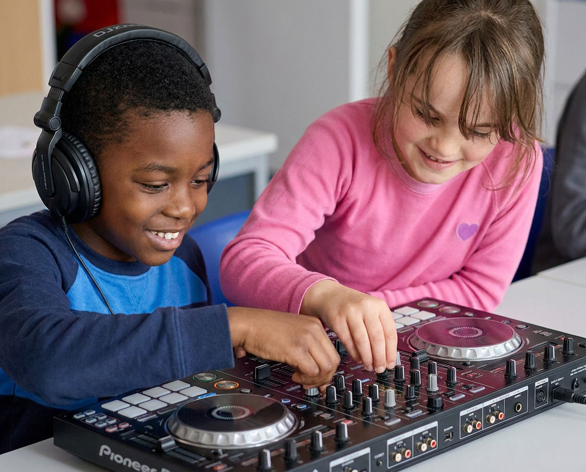 Children performing in a group activity